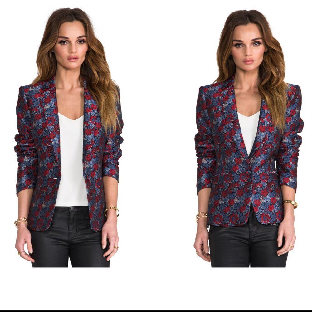 NWT BCBG MaxAzria XS Kamryn Jaquard Blazer Jacket Feminine Luxury Statement Prep